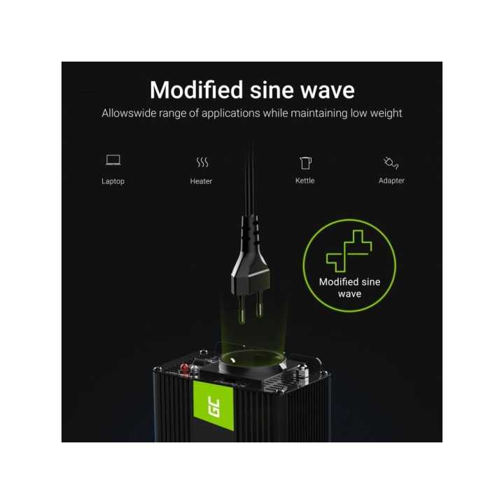 Invertor de tensiune 12V la 230V 500W INV03DE Greencell