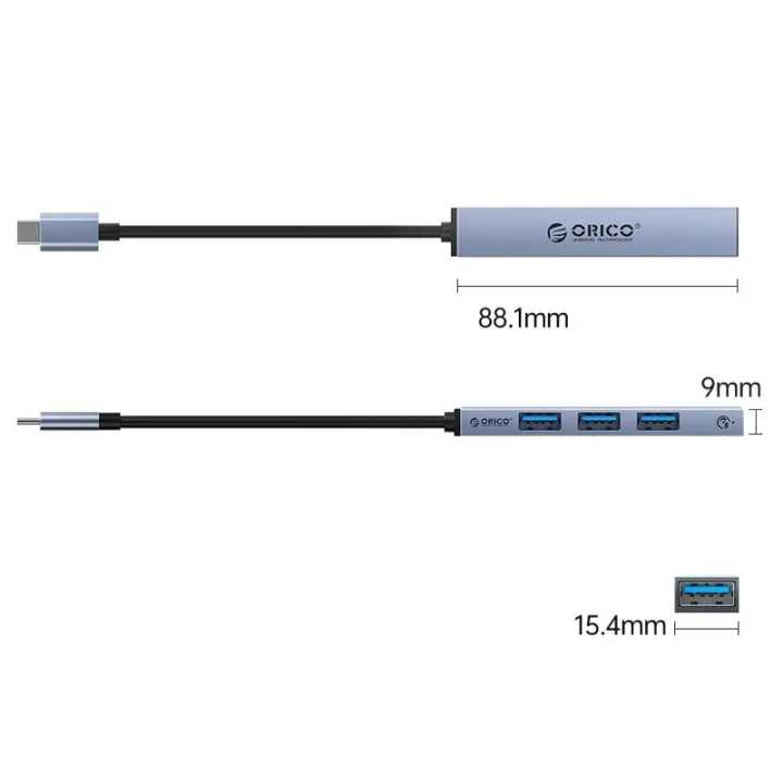 HUB USB Orico AHC1-4A-GY 4 port-uri USB3.2 gri 15cm