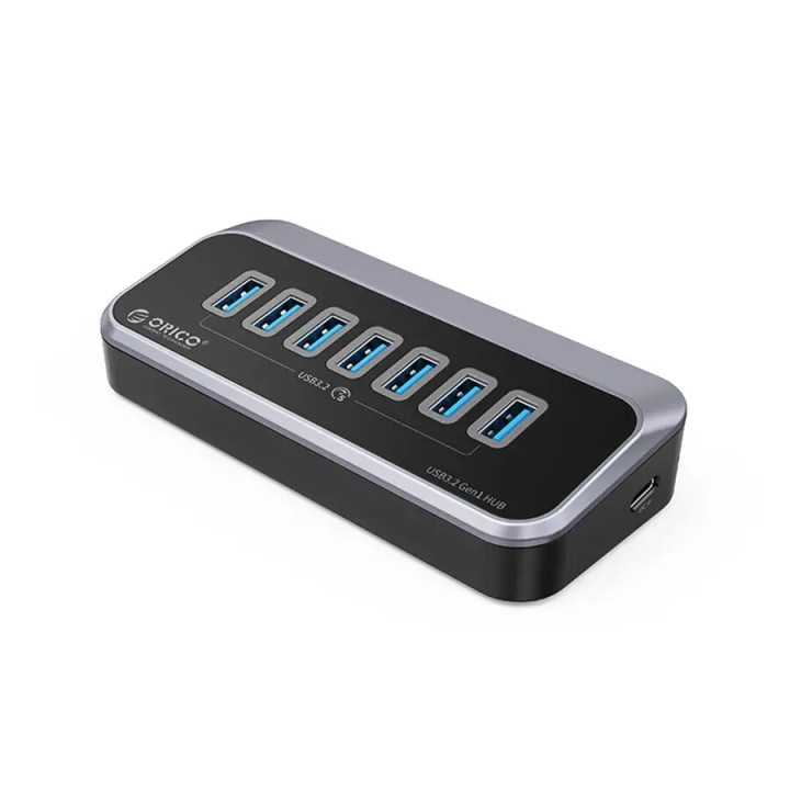 HUB USB Orico M3U3-7A-10-BK cu 7 port-uri USB3.2 gri 1m