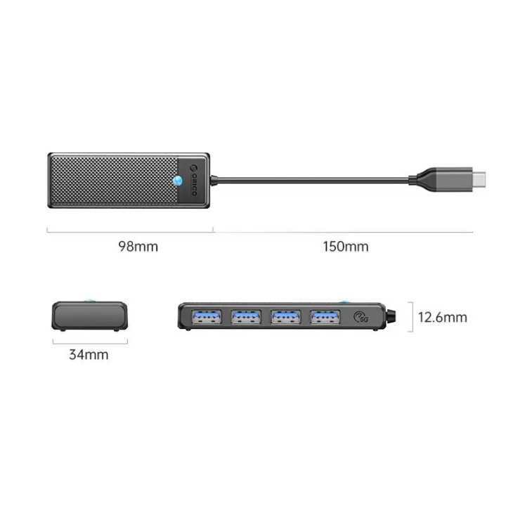 HUB USB Orico PAPW4A-C3-015-BK cu 4 port-uri USB3.0 negru