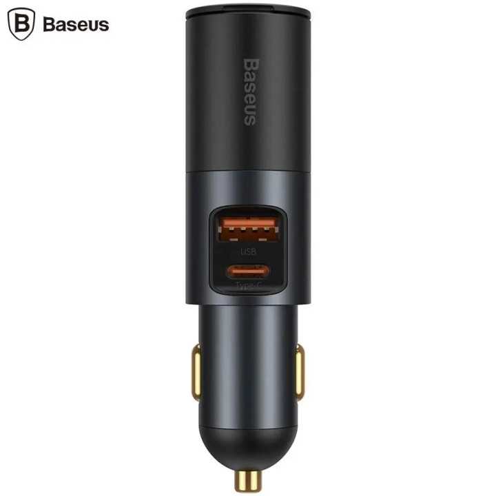 Incarcator auto Baseus Share Together CCBT-C0G 1x USB-A Output 5V/3A + 1x USB Type-C max 5V/3A + 1x bricheta auto 60W total 120W