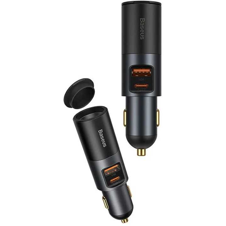 Incarcator auto Baseus Share Together CCBT-C0G 1x USB-A Output 5V/3A + 1x USB Type-C max 5V/3A + 1x bricheta auto 60W total 120W