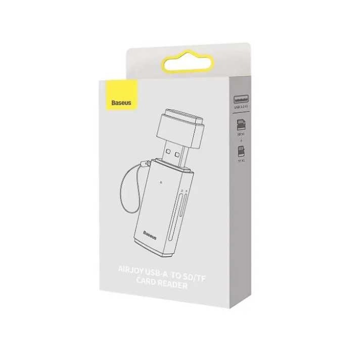 CARD READER extern Baseus Lite WKQX060013 USB 3.0 citeste /scrie SD /microSD 480Mbps maxim 512GB metalic gri