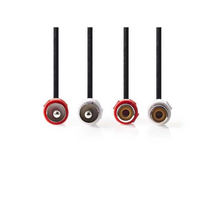 Cablu prelungitor audio stereo Nedis CAGP24205BK20 2x RCA tata - 2x RCA mama 2m negru
