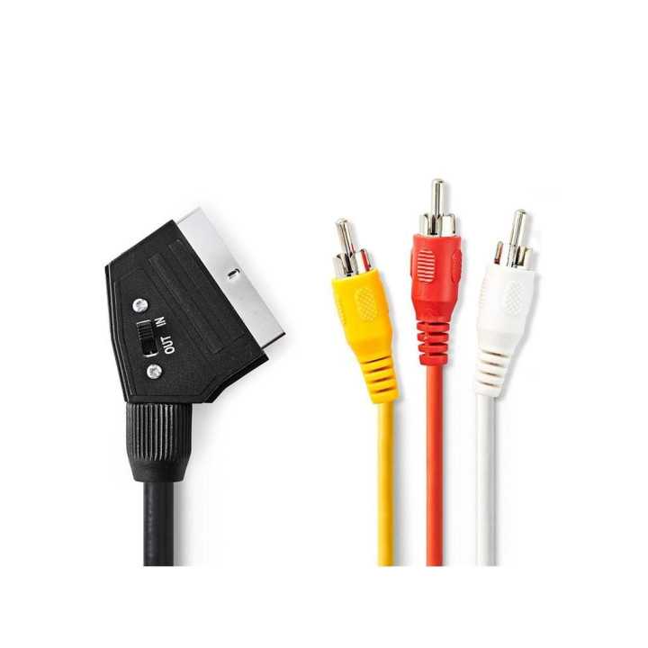 Cablu SCART - 3x RCA tata 2m negru CVGT31130BK20 Nedis