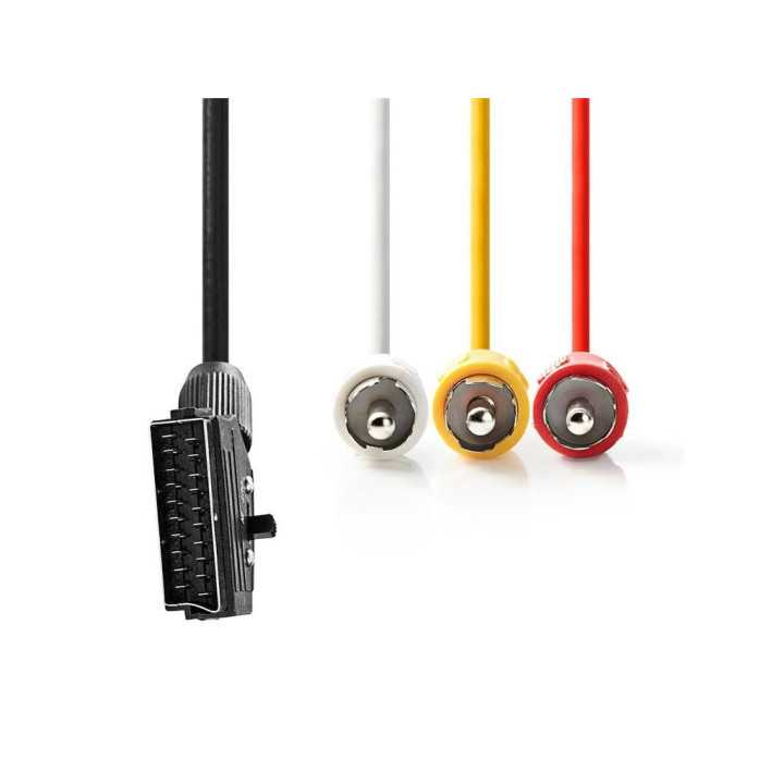 Cablu SCART - 3x RCA tata 2m negru CVGT31130BK20 Nedis