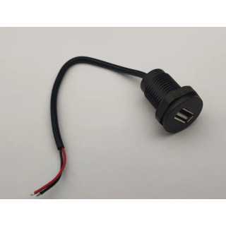 Mufa USB2.0 mama panou tip A 1 port gabarit mic cu 2 fire diam. 16mmx30mm