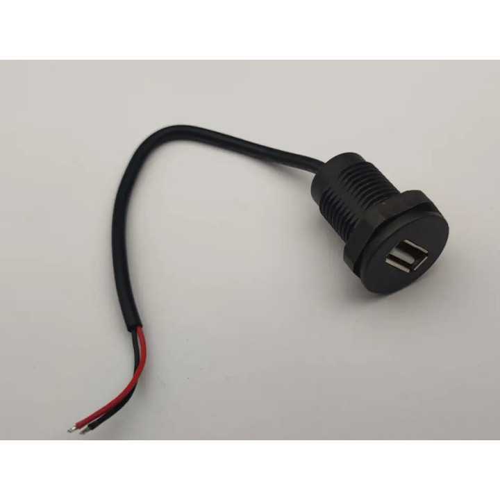 Mufa USB2.0 mama panou tip A 1 port gabarit mic cu 2 fire diam. 16mmx30mm