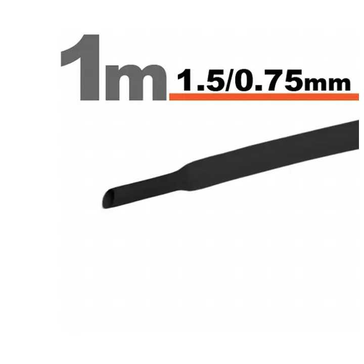 Tub termocontractant negru 1.5 /0.75 mm 1m lungime