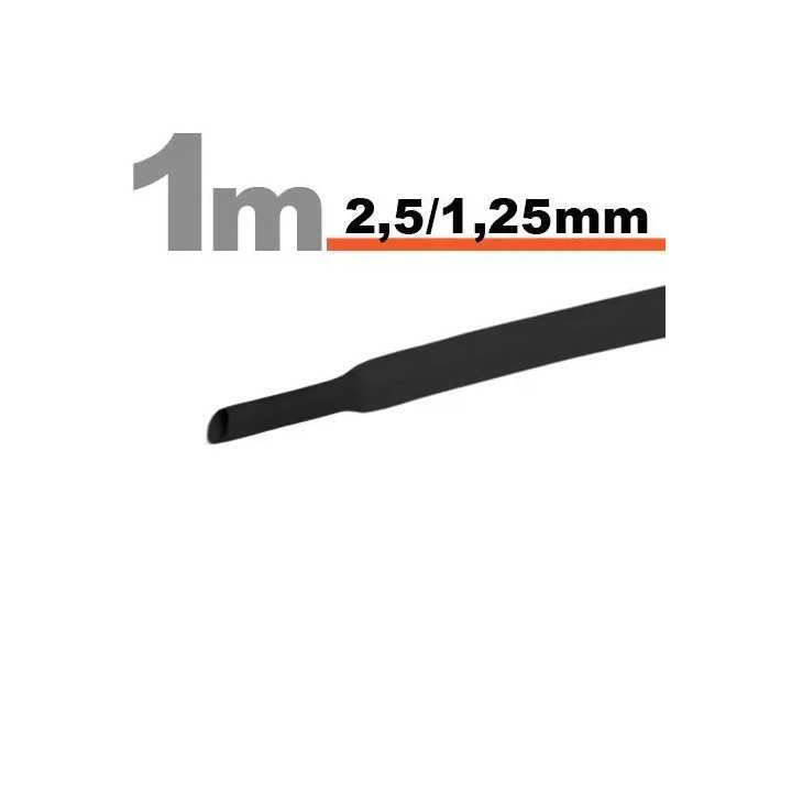 Tub termocontractant negru 2.5 /1.25 mm 1m lungime