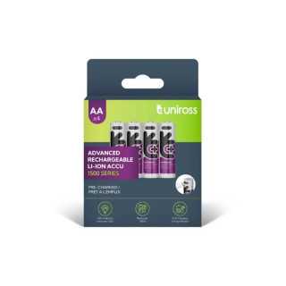 Set acumulatori Uniross AA R6 Li-ion 14500 1.5V 1400mAh cu incarcare USB-C 4buc