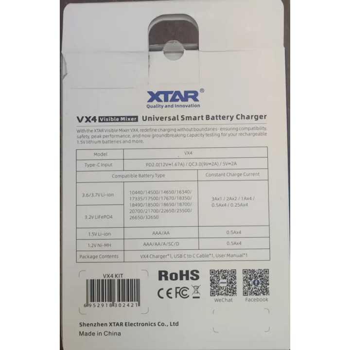 Incarcator Universal Smart XTAR VX4 Visible Mixer 1.2V 1.5V 3.2V 3.6V 3.7V