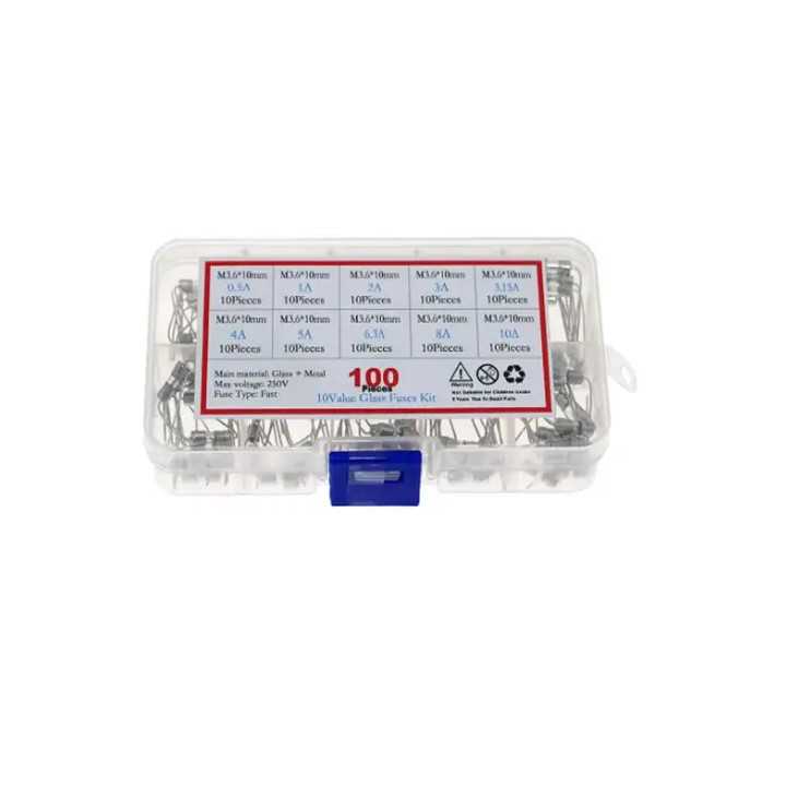 Kit sigurante axiale set 100buc 3.6x10mm 250V