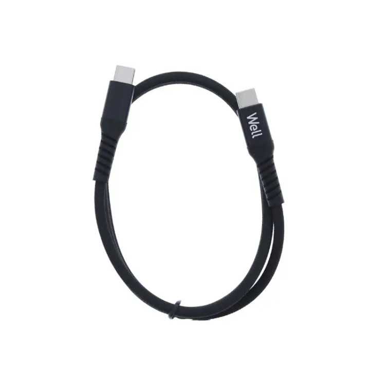 Cablu magnetic USB-C - USB-C 1m 3A/20V 60W negru Well CABLE-USBC/USBC-1BK07-WL