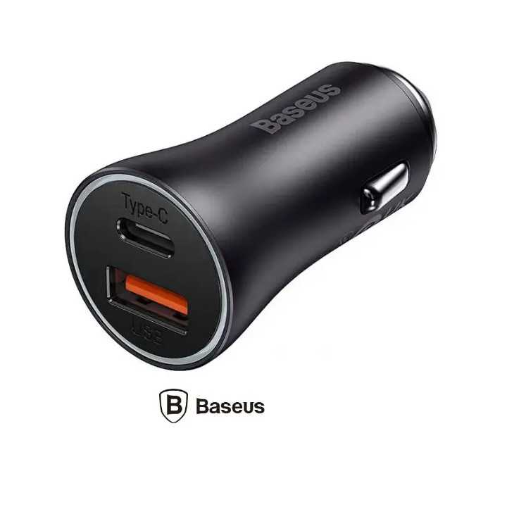 Incarcator auto Baseus CGJM000113 Golden Contactor Max Quick Charge 60W 1x USB 5V/3A 1x USB Type-C gri