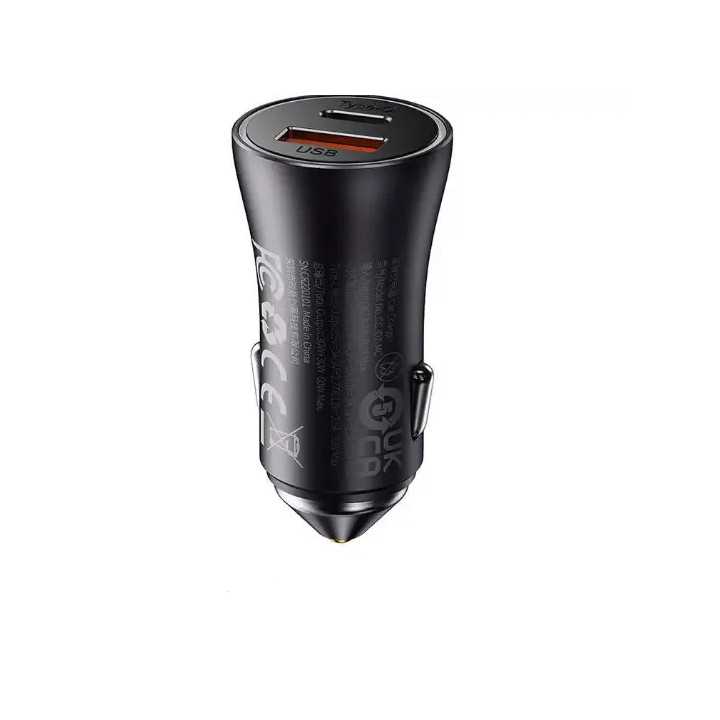 Incarcator auto Baseus CGJM000113 Golden Contactor Max Quick Charge 60W 1x USB 5V/3A 1x USB Type-C gri