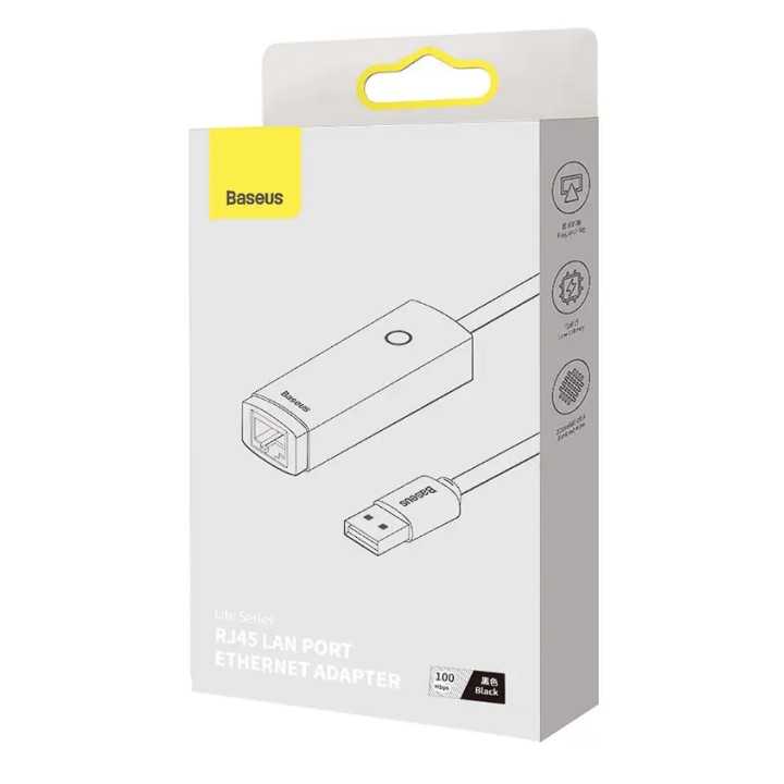 Adaptor retea Baseus Lite USB 2.0 la RJ45 10/100Mbps cu LED WKQX000001