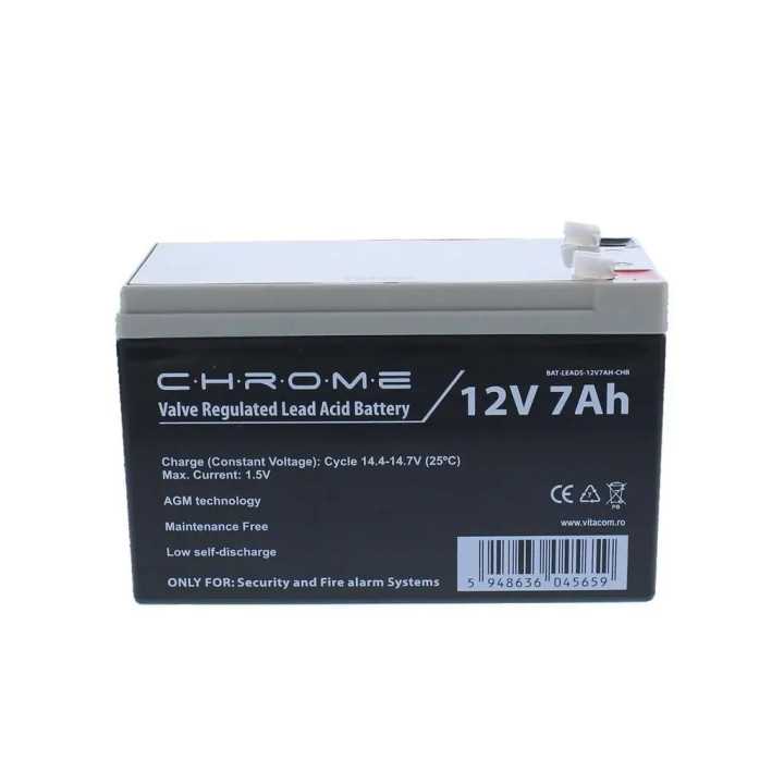 Acumulator plumb acid 12V 7Ah Chrome security terminal T1/F1 BAT-LEADS-12V7AH-CHR