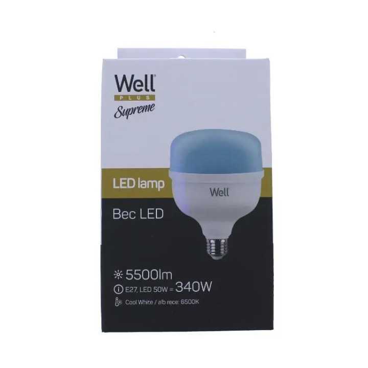 Bec LED T140 E27 50W 230V lumina rece 6500K 5500lm Well LEDLC-T14050E27-E-WL