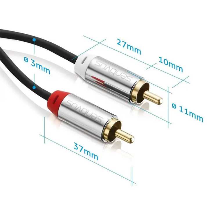 Cablu audio SENTIVUS 2x RCA - 2x RCA 3m tata-tata SA-AU080-300
