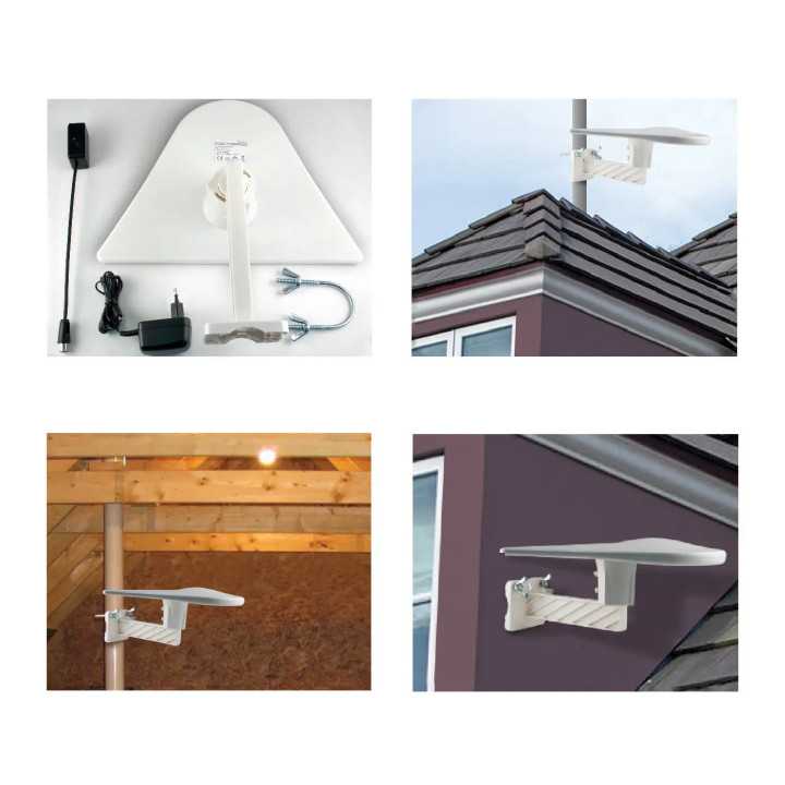 Antena cu amplificator DVB-T/T2 FM radio pentru exterior 56dB Home FZ 56