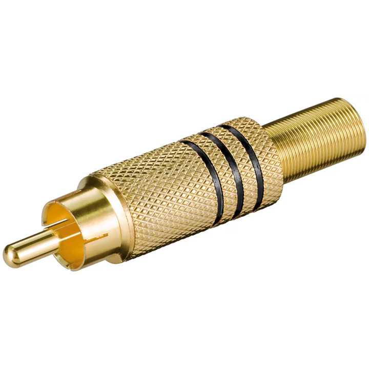 Mufa RCA tata metal inel negru cablu 7mm Goobay