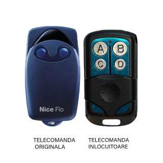 Telecomanda inlocuitoare poarta garaj Nice Flo 2 R-S cu cod programabil 1024 de combinatii si DIP-SWITCH 433.92MHz /cu functie d