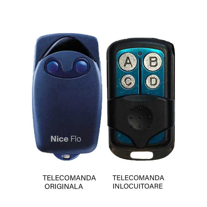 Telecomanda inlocuitoare poarta garaj Nice Flo 2 R-S cu cod programabil 1024 de combinatii si DIP-SWITCH 433.92MHz /cu functie d