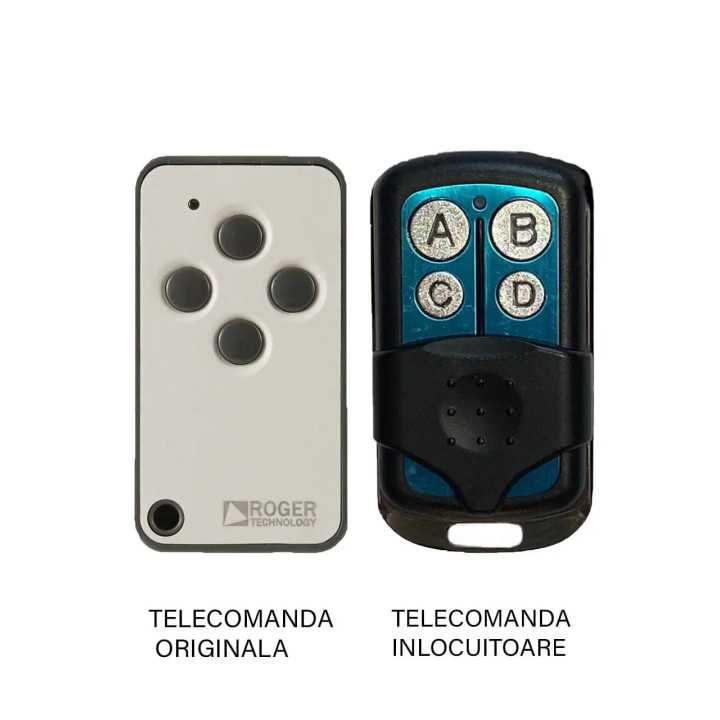 Telecomanda inlocuitoare poarta garaj de 2 si 4 canale cod fix 433.92MHz Roger E80 compatibila cu originalul (845)