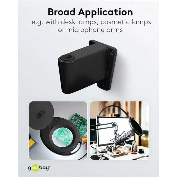Suport de perete pentru lampa cu lupa negru pentru cod 65575 /64986 /64988 /64989 Goobay 64991