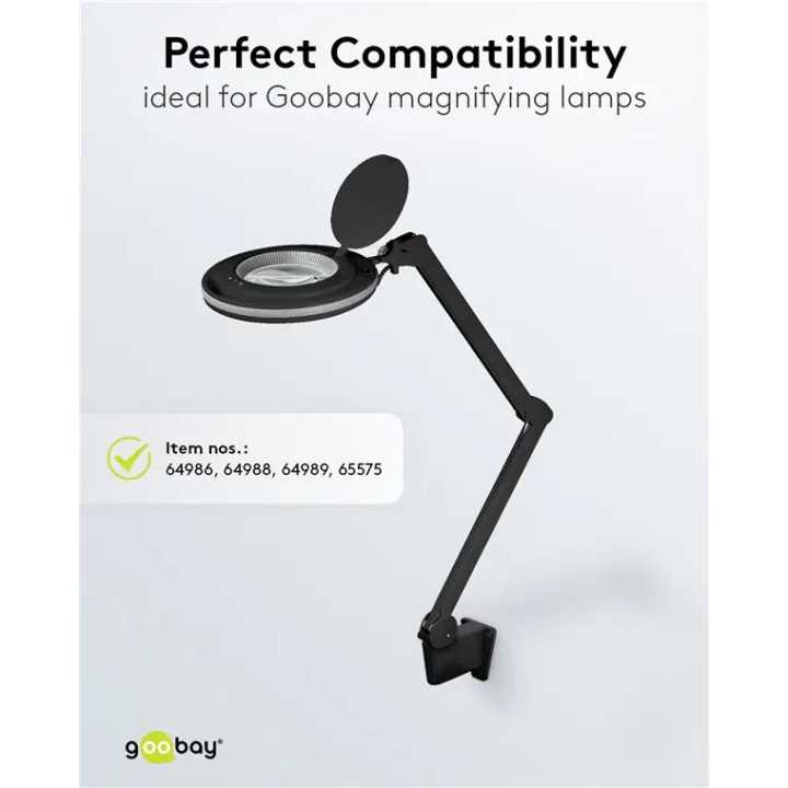 Suport de perete pentru lampa cu lupa negru pentru cod 65575 /64986 /64988 /64989 Goobay 64991
