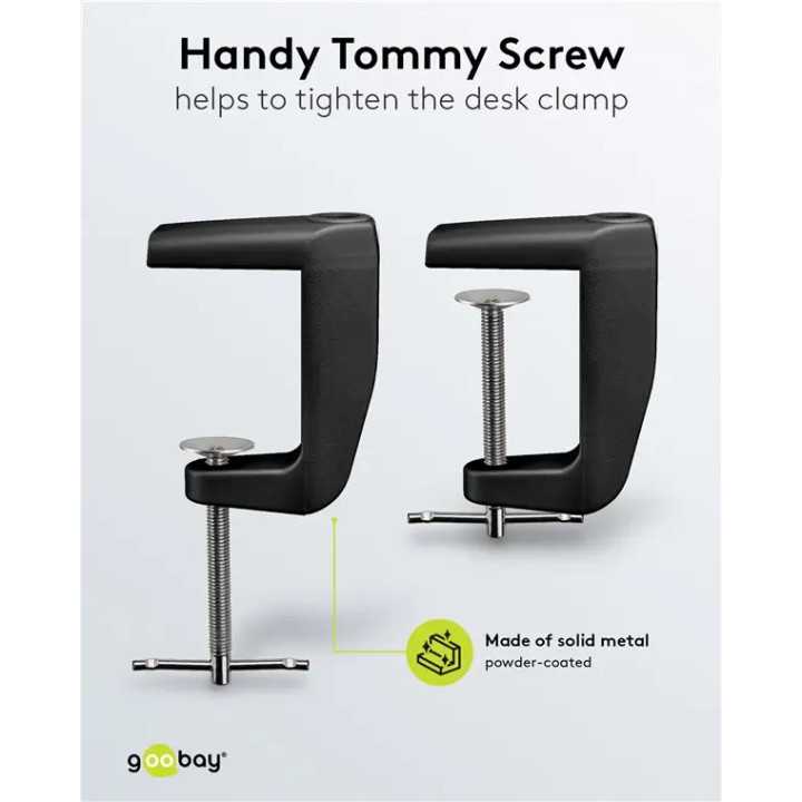 Suport prindere birou negru rezerva pentru lampa de lucru pentru cod 65575 /64986 /64988 /64990 Goobay 64987