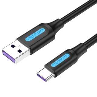 Cablu USB 2.0 USB A - USB C 3m 5A dublu ecranat negru 480Mbps VENTION CORBI