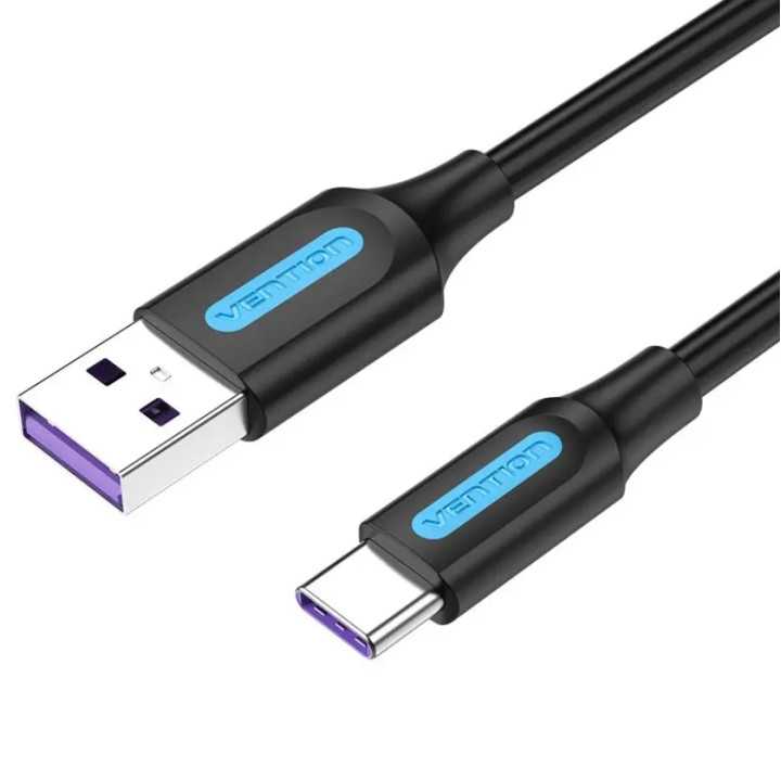 Cablu USB 2.0 USB A - USB C 3m 5A dublu ecranat negru 480Mbps VENTION CORBI