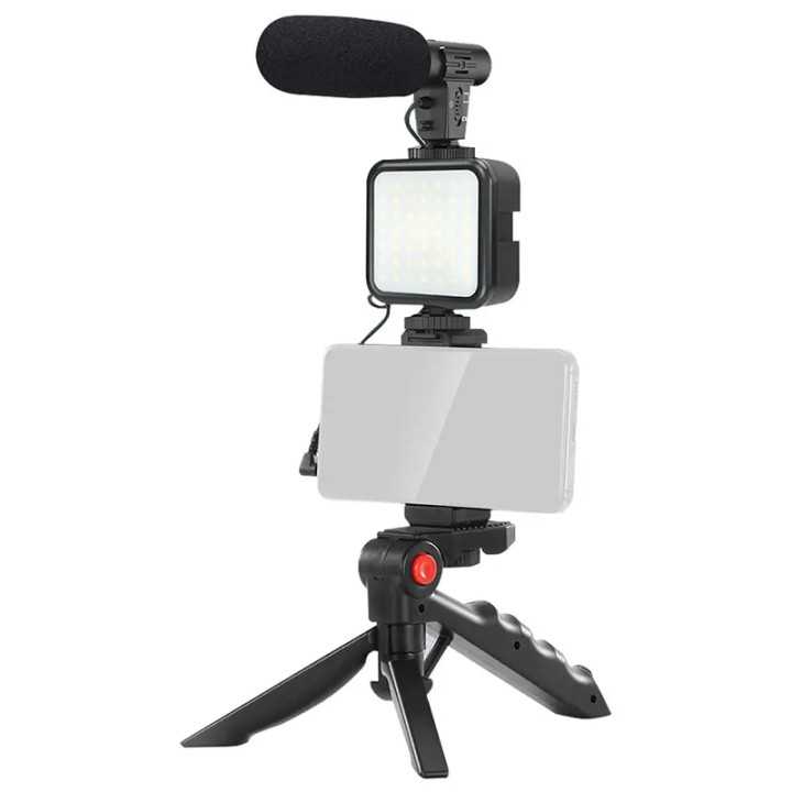 Set Vlogging 4 in 1 PLATINET PMVG4IN1 Microfon /Lumina video LED /Suport smartphone /Trepied
