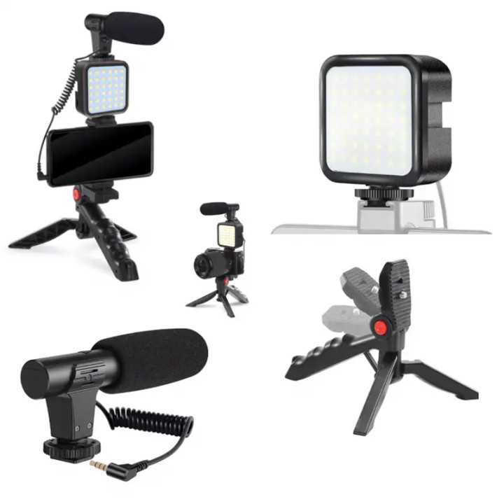 Set Vlogging 4 in 1 PLATINET PMVG4IN1 Microfon /Lumina video LED /Suport smartphone /Trepied