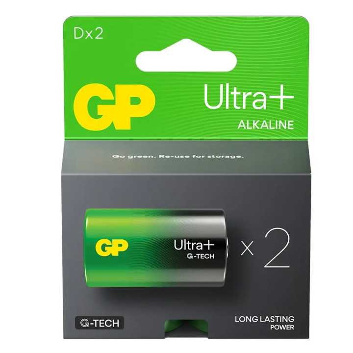 Baterii alcaline UltraPlus GP R20 D 2buc/blister GP13AUPTA21-2GSB2