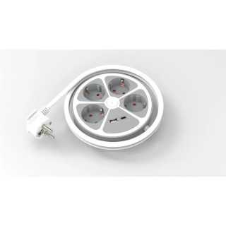 Prelungitor 4 prize 1x USB-A + 1x USB-C 20W cablu 3x1.5mmp 1.4m 3500W alb Technik TPR4W+USB EXTS-4S1.4M/USBC2-THK