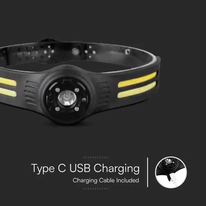 Lanterna frontala LED 3W + 5W LED COB IP43 acumulator /incarcate USB-C V-tac SKU-23340