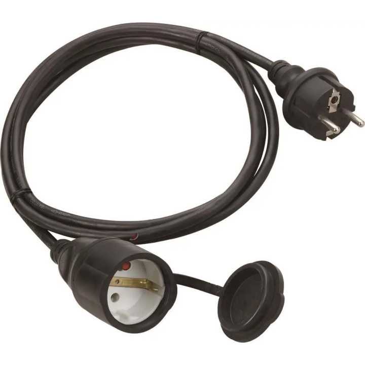 Cablu prelungitor 10m 3500W 16A 3x1.5mm priza SCHUKO cu capac negru IP44 Technik MTI10M1,5M-BK