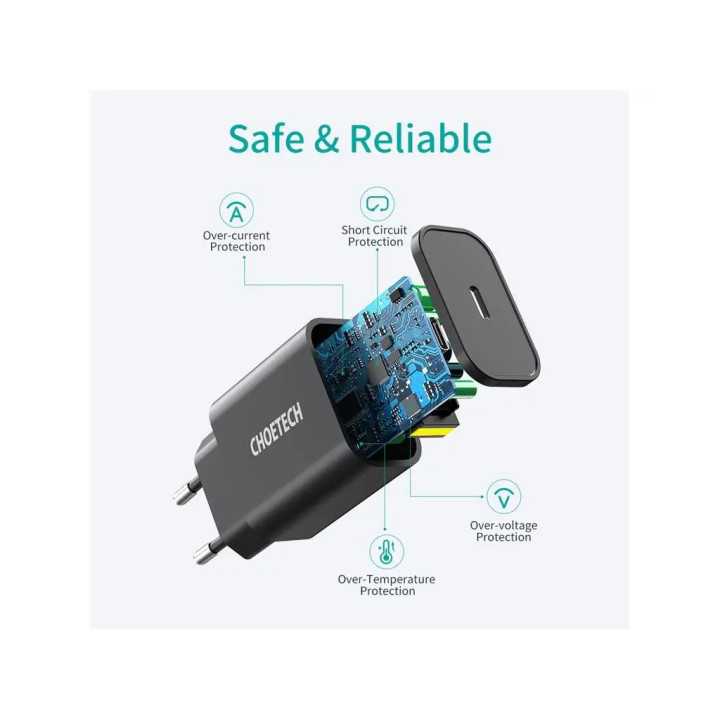 Incarcator retea Choetech Q5004-EU-WH QC 3.0 PD 18W USB Type C