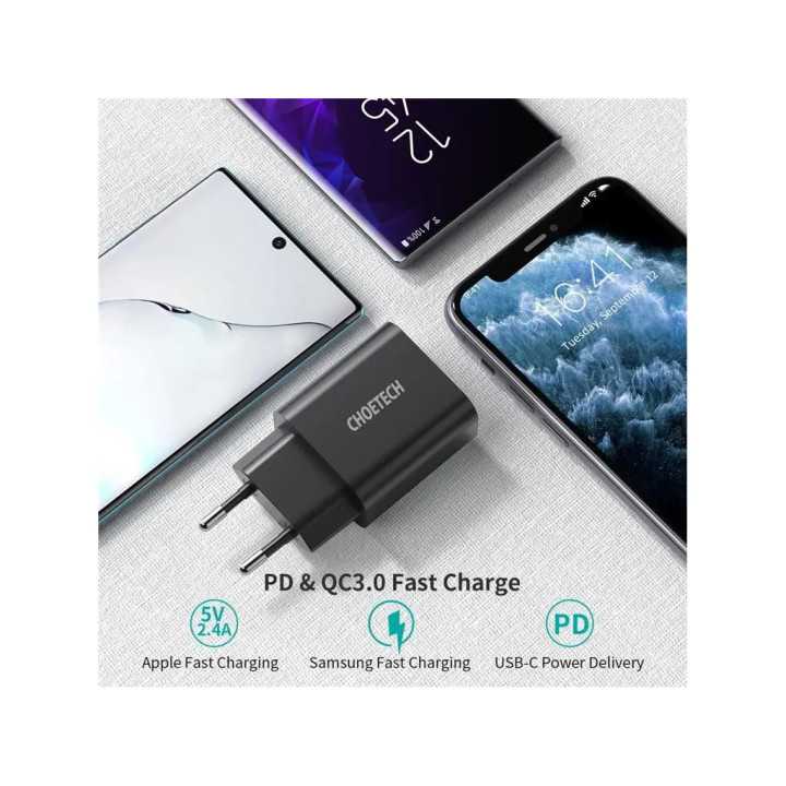 Incarcator retea Choetech Q5004-EU-WH QC 3.0 PD 18W USB Type C