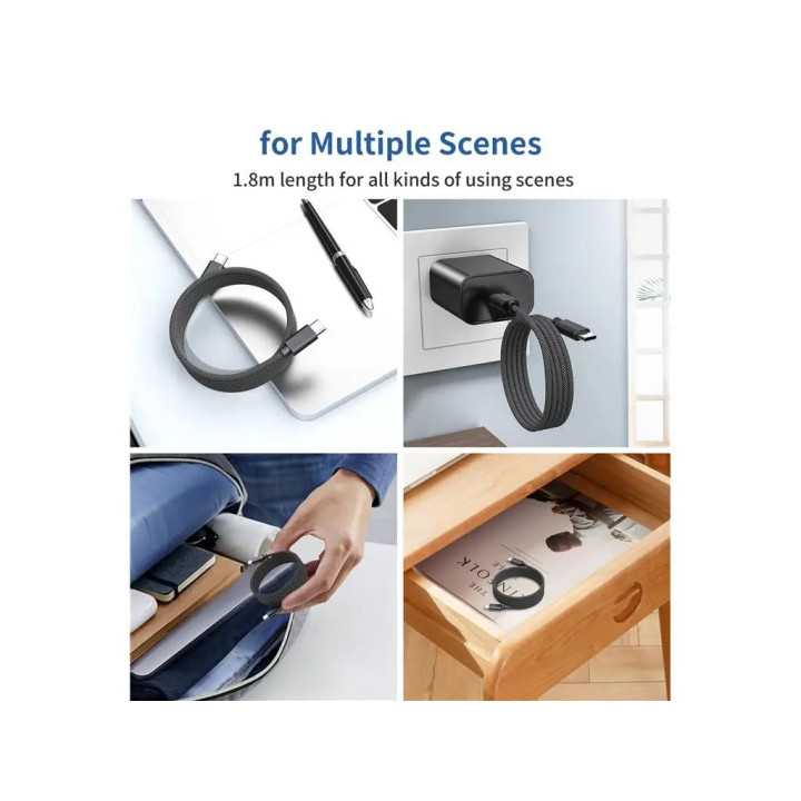 Cablu magnetic date / incarcare USB-C - USB-C Choetech XCC-1051-BK 1.8m PD3.1 240W negru