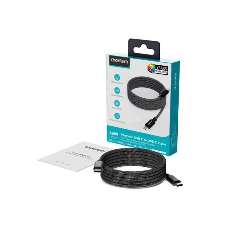 Cablu magnetic date / incarcare USB-C - USB-C Choetech XCC-1054-BK 1.2m PD 100W