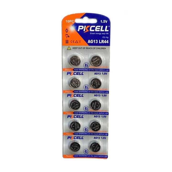 Set 10 baterii alkaline PKCELL AG13 LR44 1.5V (613)