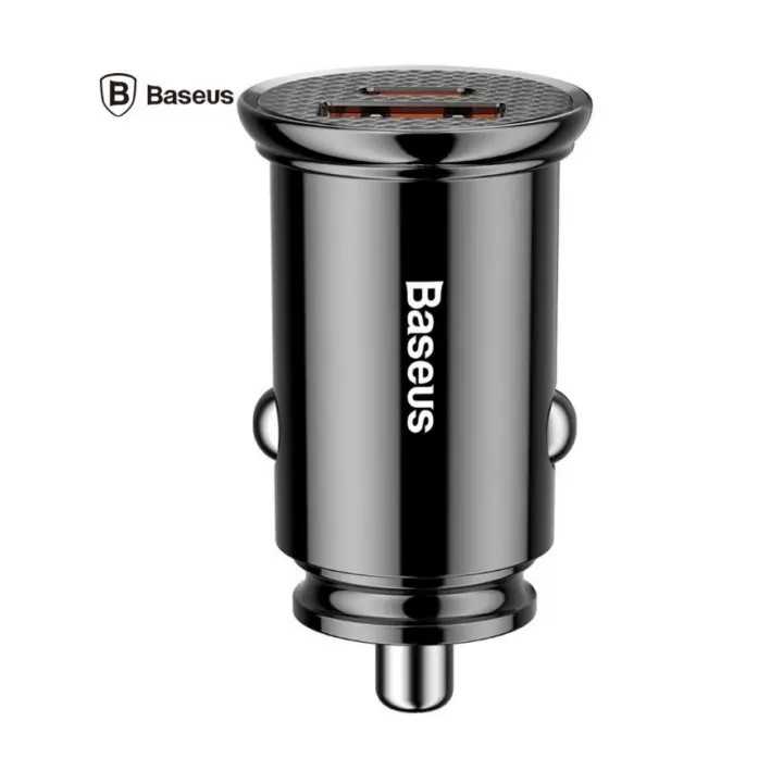 Incarcator bricheta auto 30W Baseus CCALL-YS01 Circular Plastic PPS 1x USB 4.5V /5A 1x USB Type-C 5V /3A negru