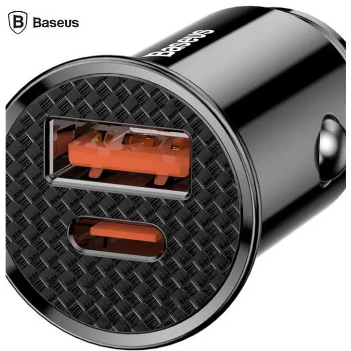 Incarcator bricheta auto 30W Baseus CCALL-YS01 Circular Plastic PPS 1x USB 4.5V /5A 1x USB Type-C 5V /3A negru