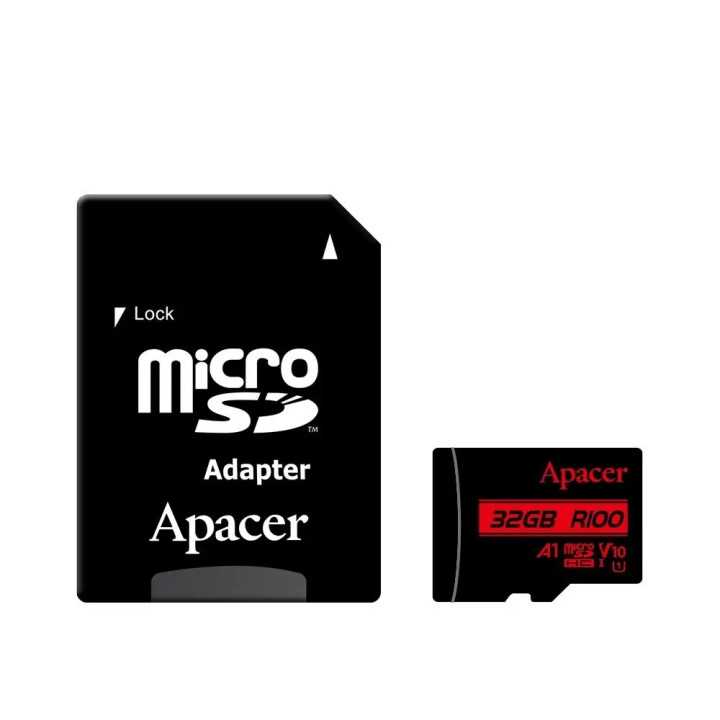 Card microSDXC UHS-I U1 V10 A1 Apacer 32GB R100 cu adaptor SD AP32GMCSH10UB-R
