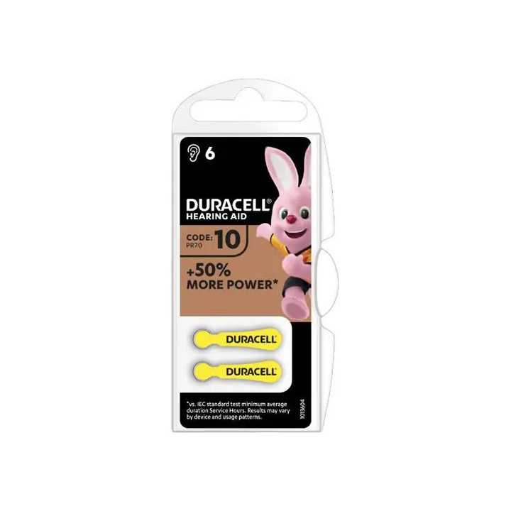 Baterii 10 ZA10 PR70 DURACELL auditive 1.45V ZINC-AIR 6buc