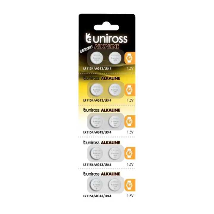 Set baterii buton alcaline Uniross AG13 /LR1154 /LR44 10buc/blister U10AG13ALKALINE